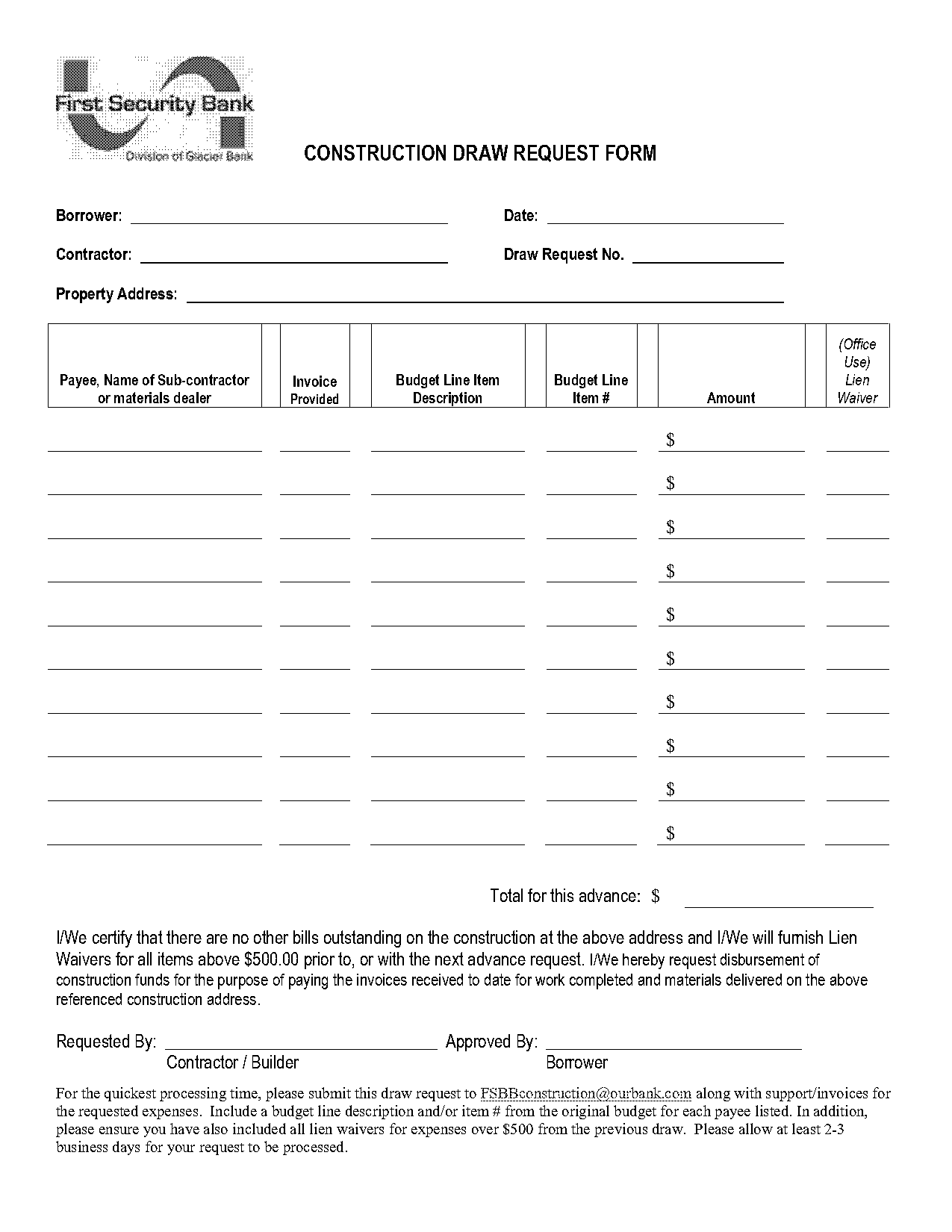 builders draw request spreadsheet