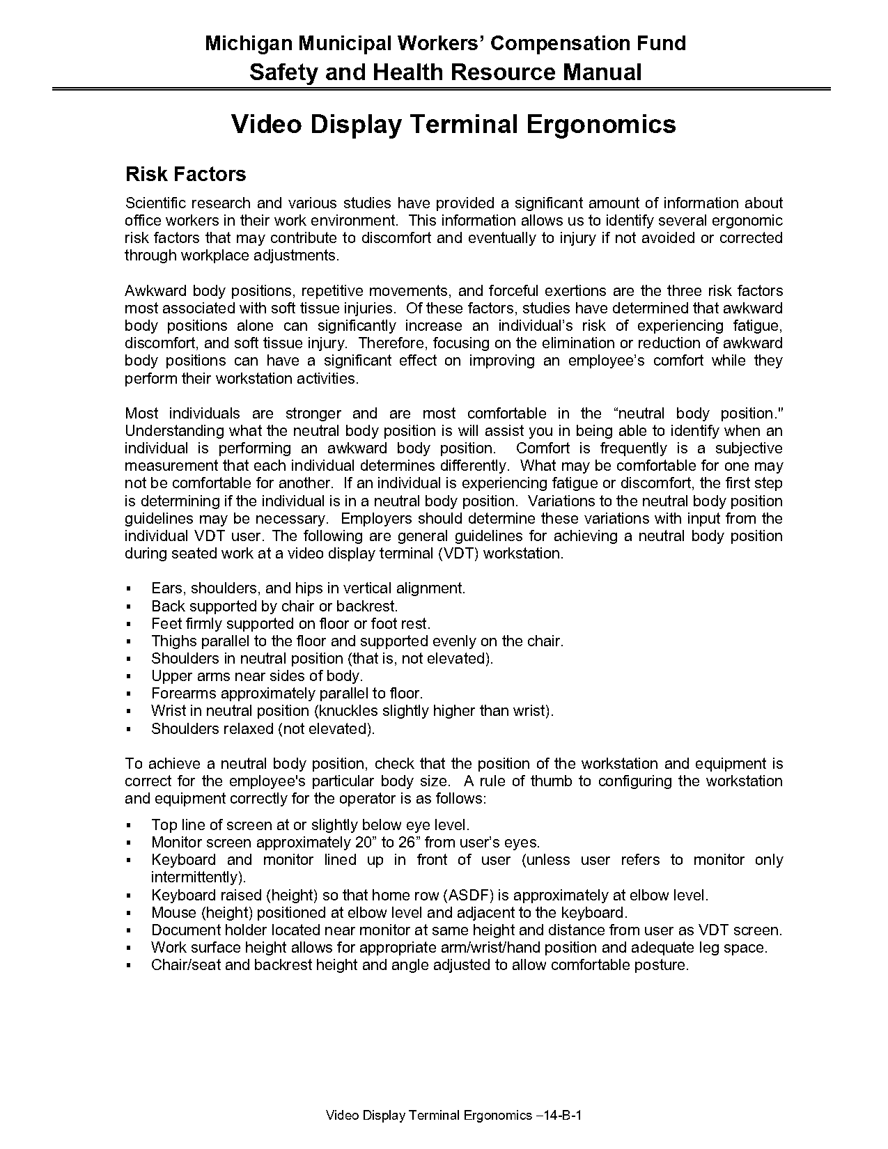 ergonomic requirements for office work with visual display terminals