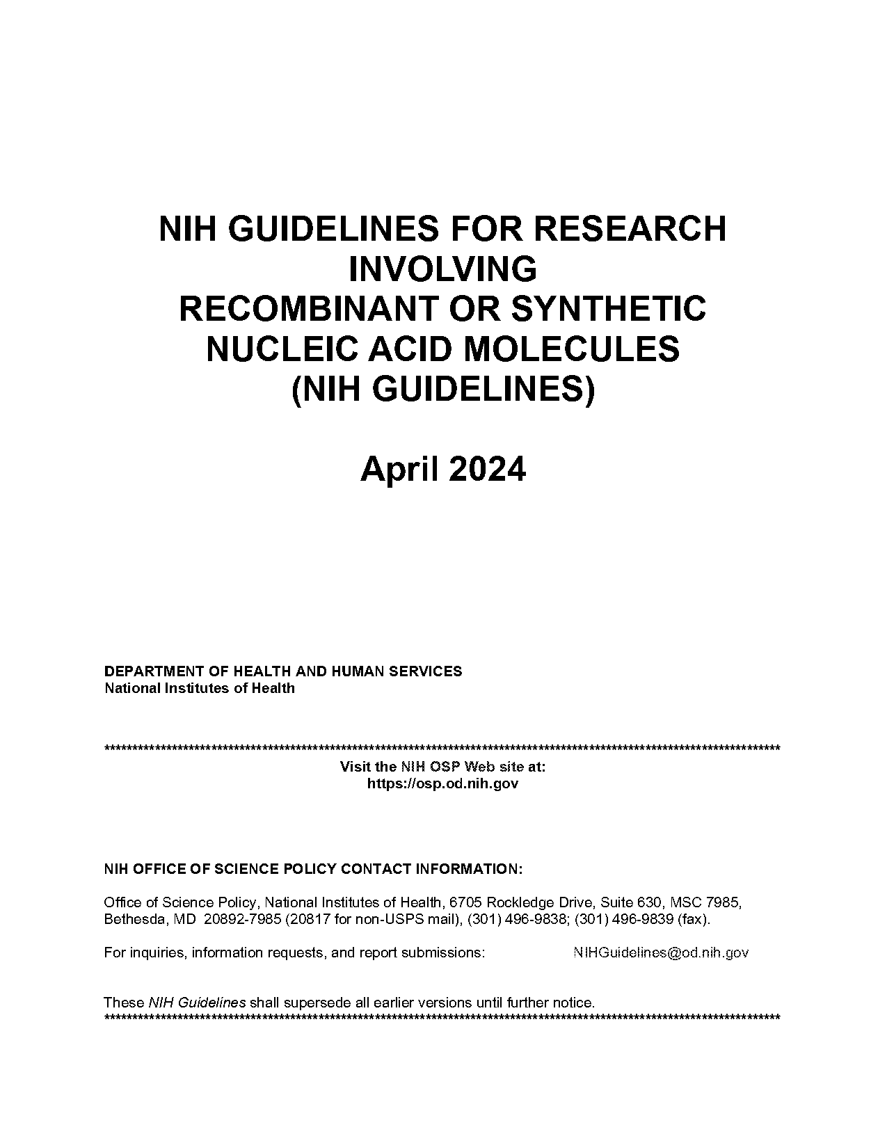 nih requires research registration for rdna experiments at the