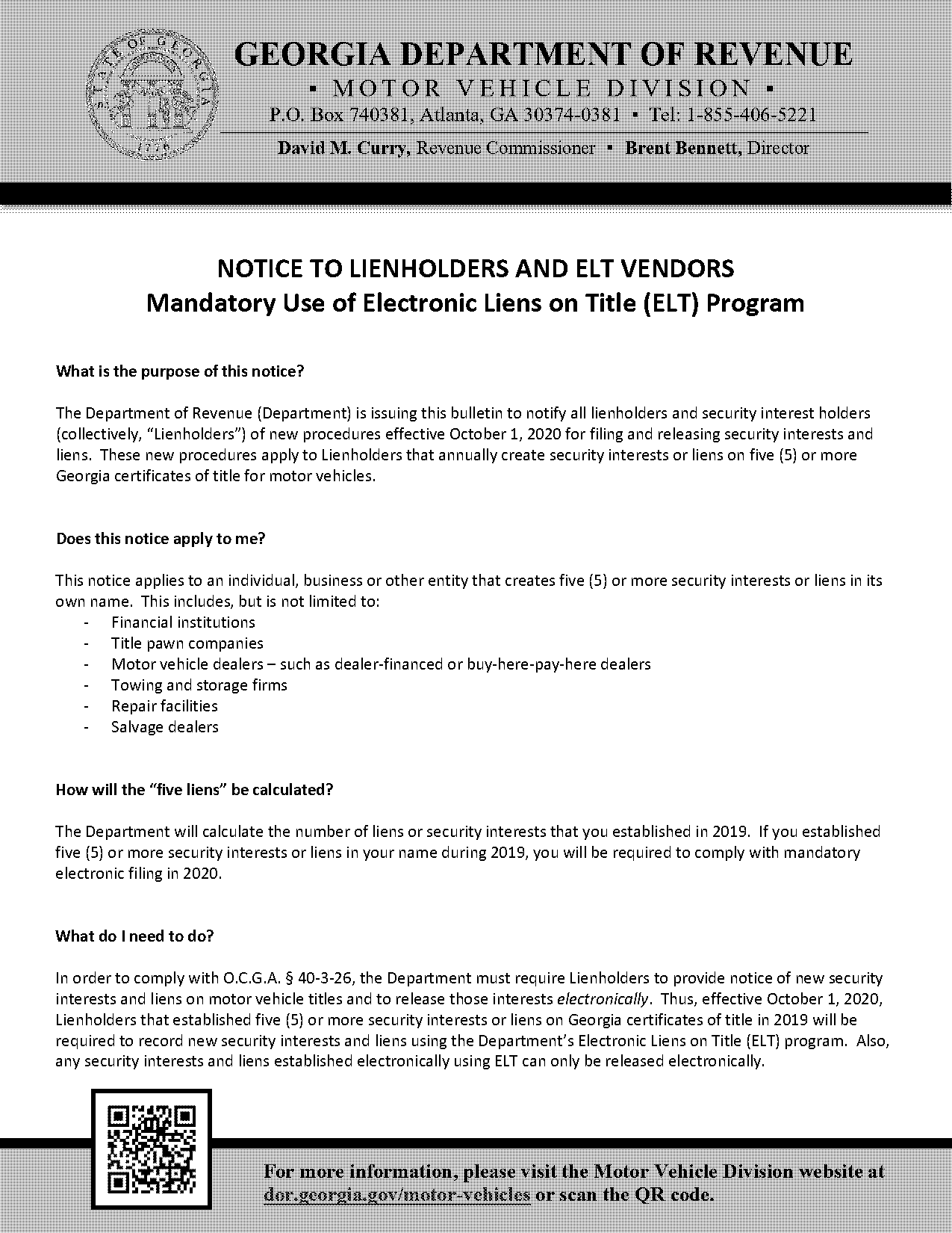 georgia department of motor vehicles title lien release