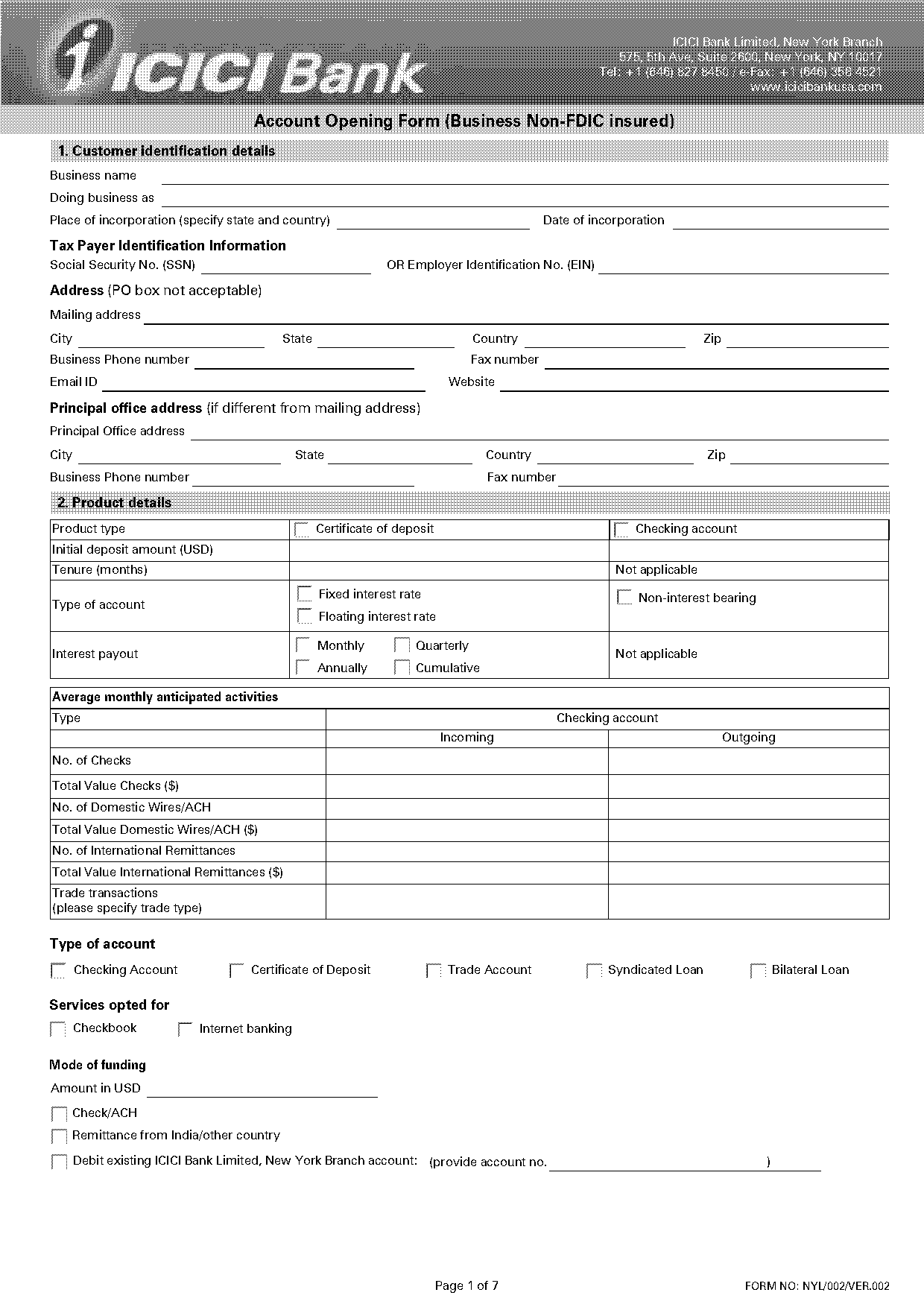 icici bank new account opening documents required