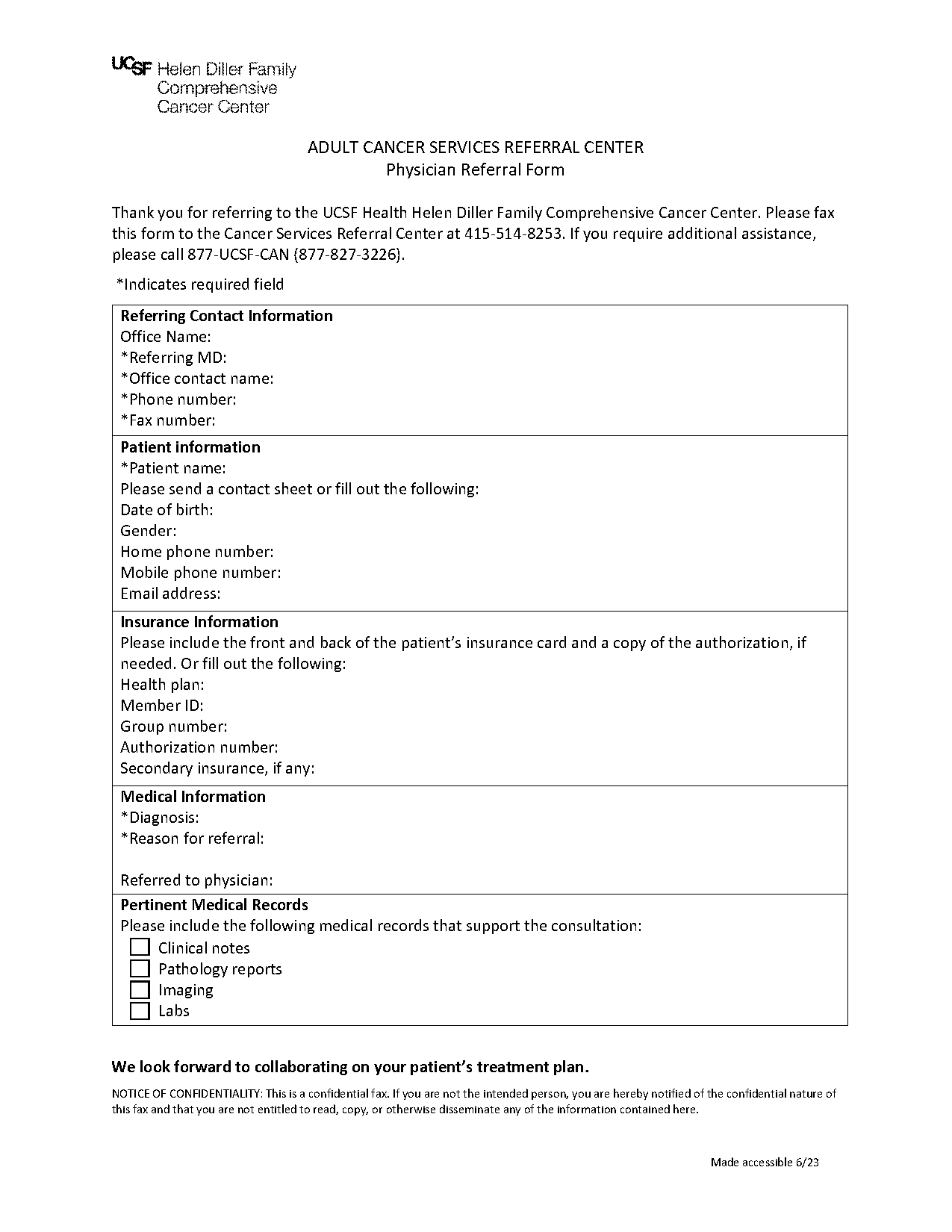 physician referral medical referral form template