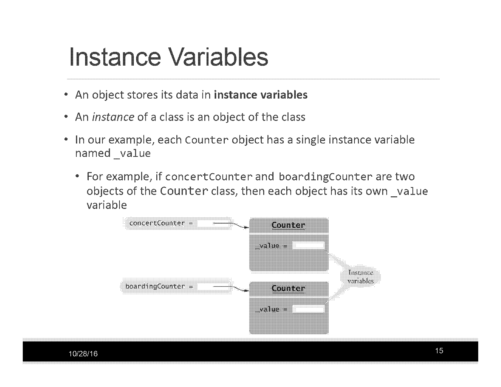 instance variable example in python class