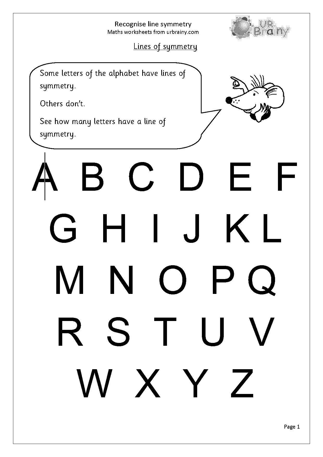 find the lines of symmetry worksheet