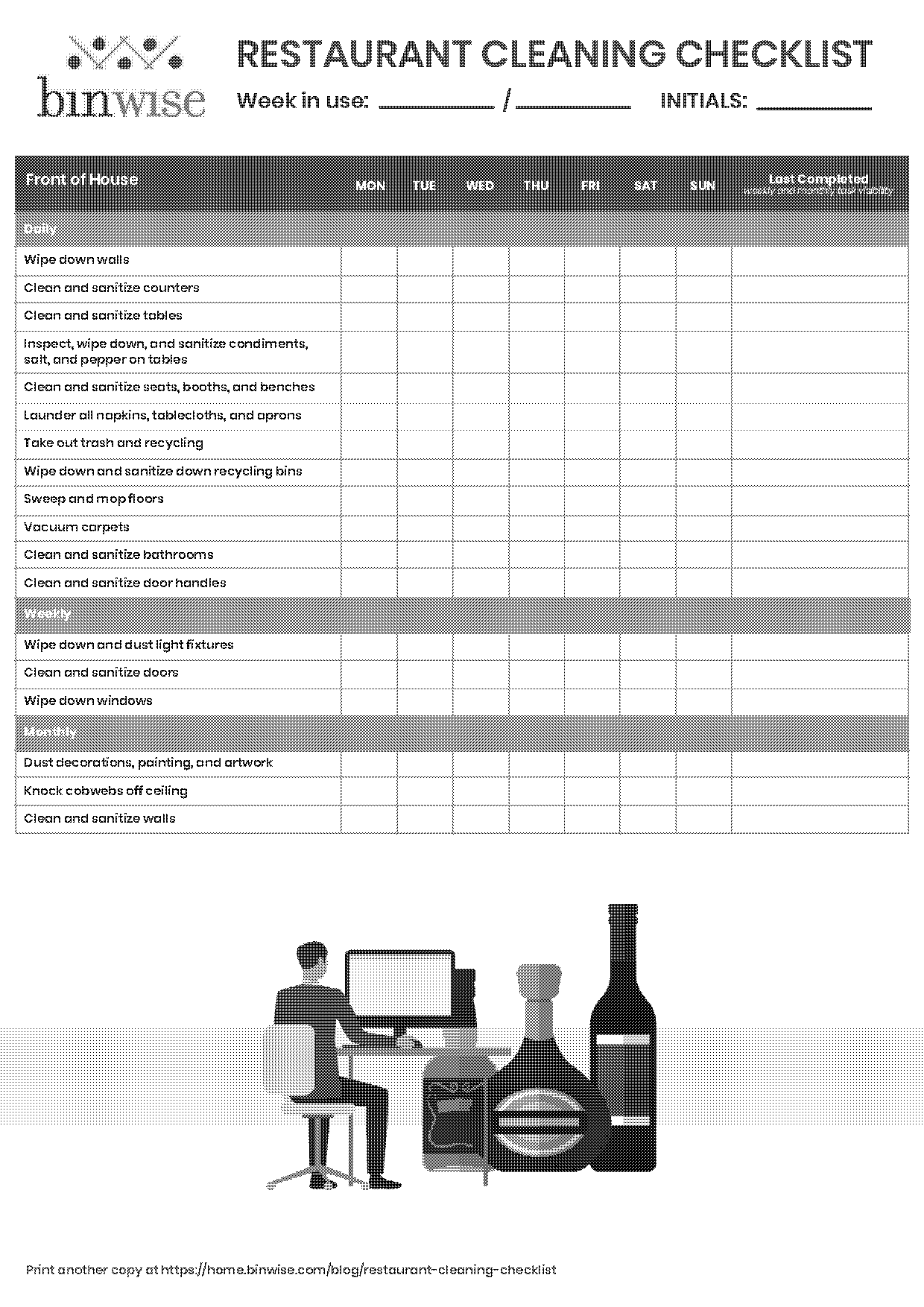 professional kitchen cleaning checklist template