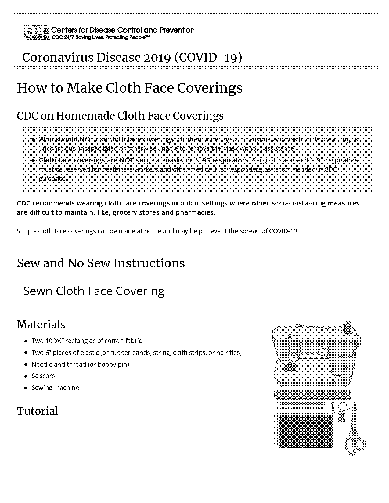 written instructions to make a face mask