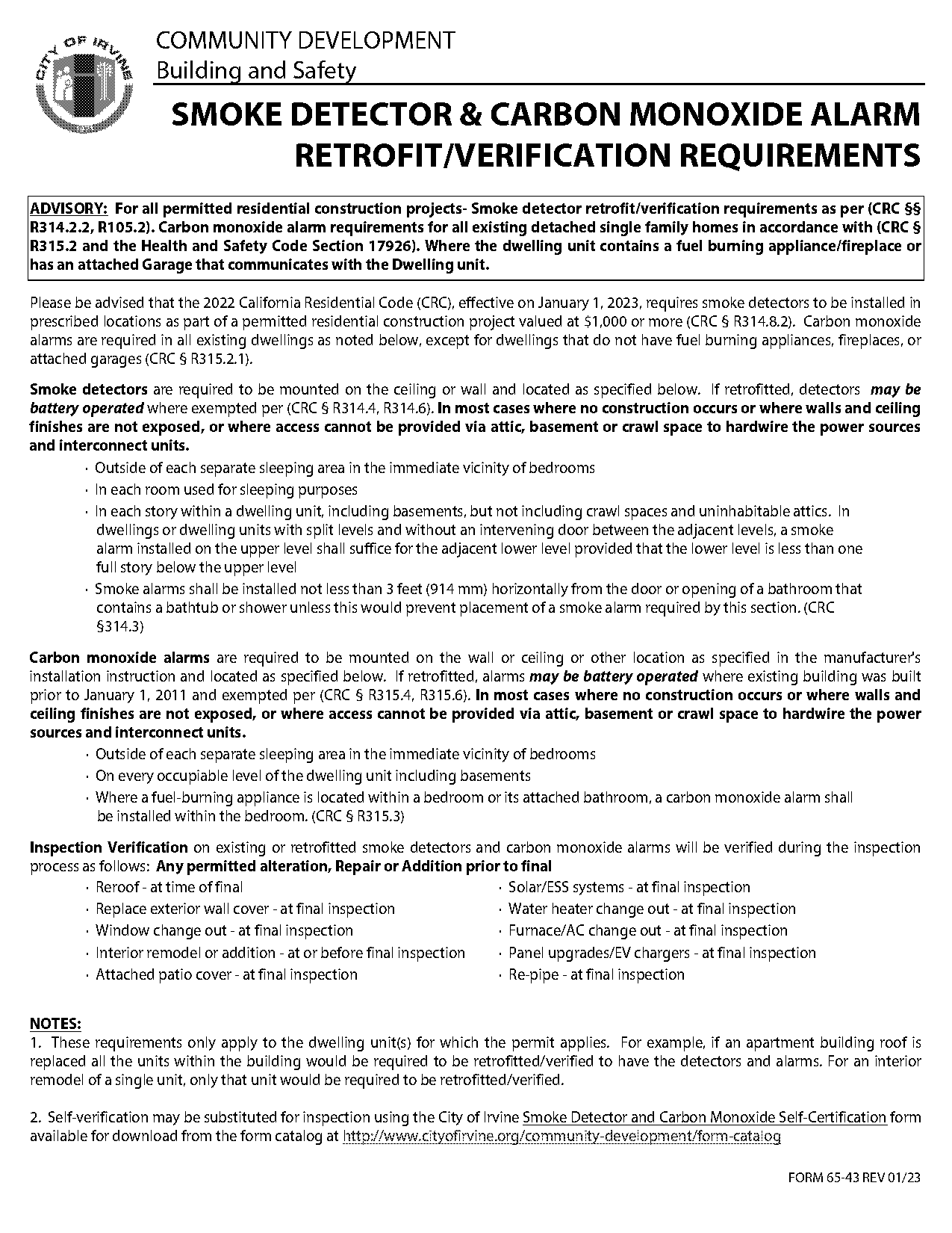 california code requirements for smoke detectors