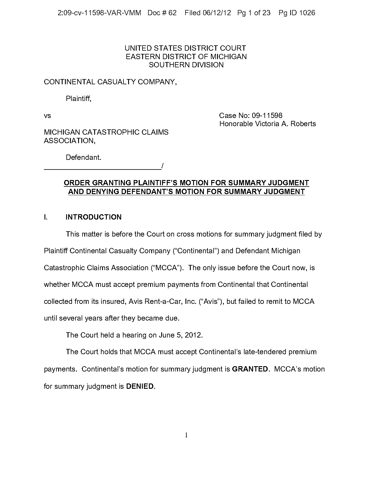 pip case memorandum michigan example