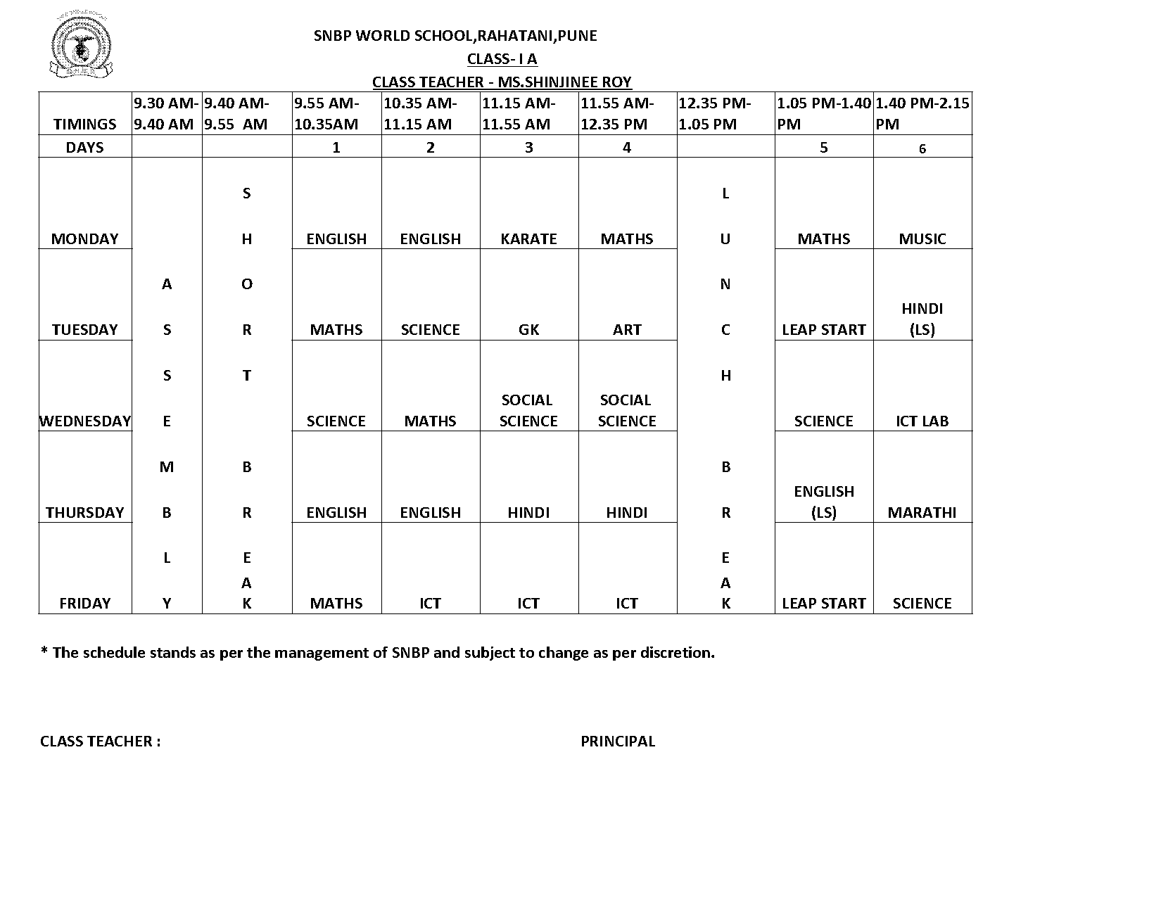 full form of snbp school