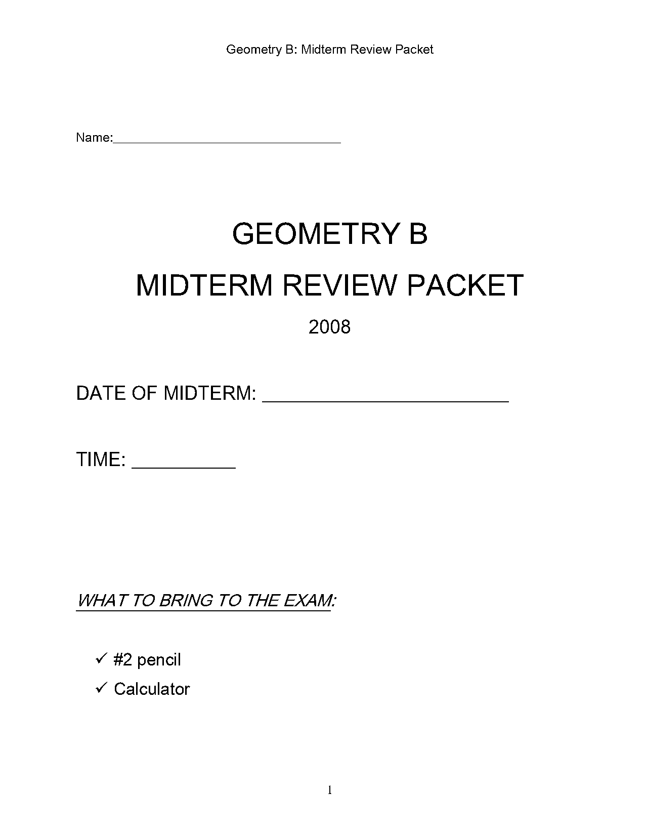 review of geometry worksheet