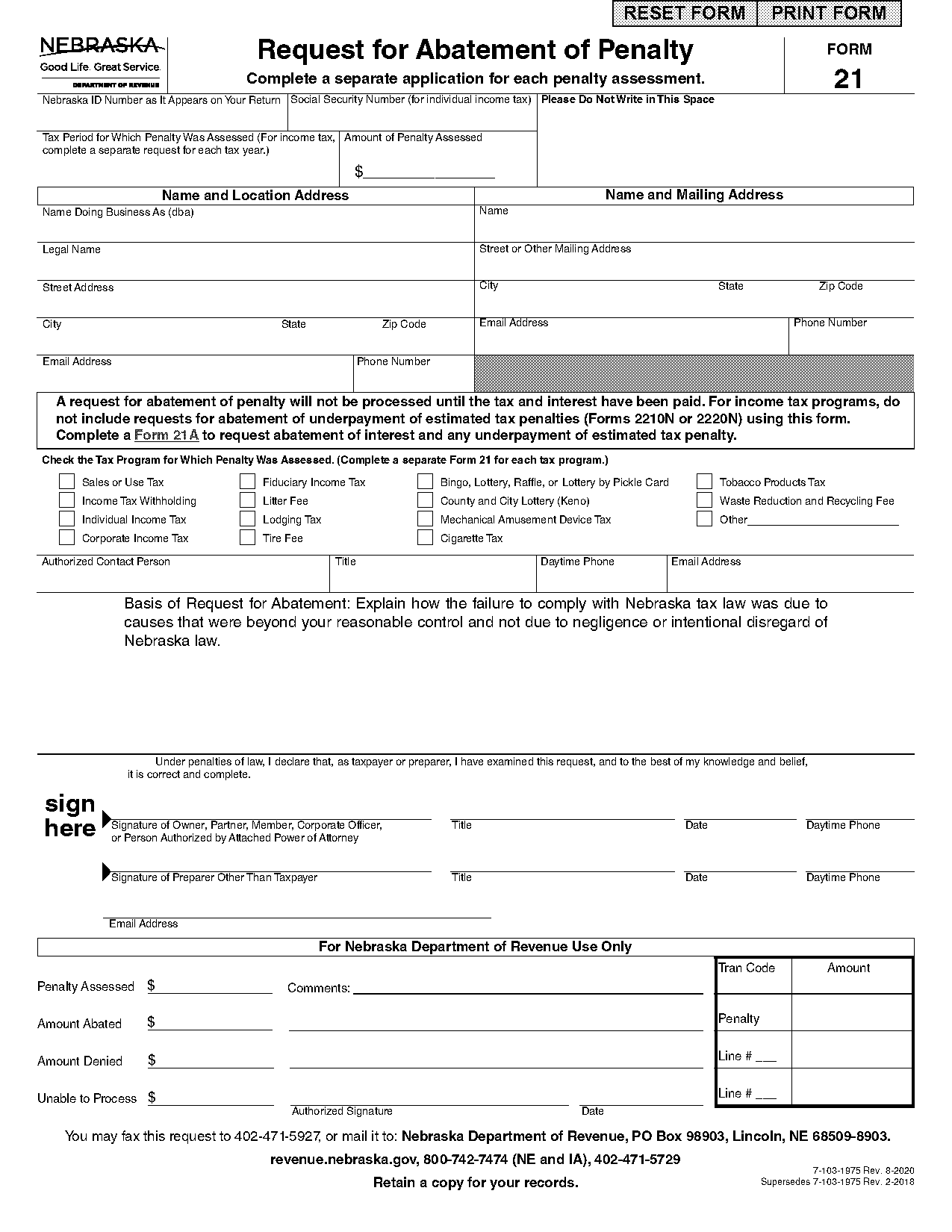 federal tax penalty waiver