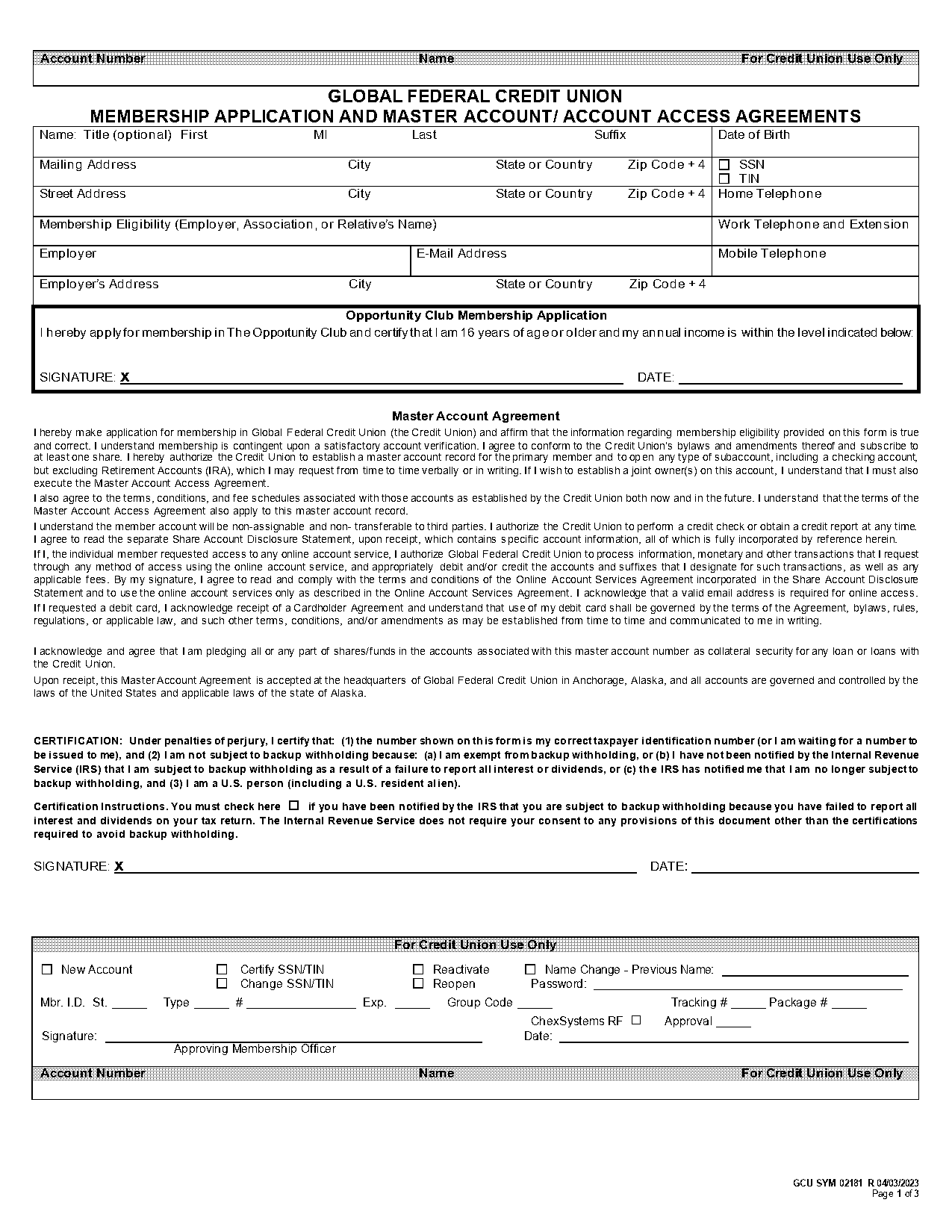 credit union application pdf