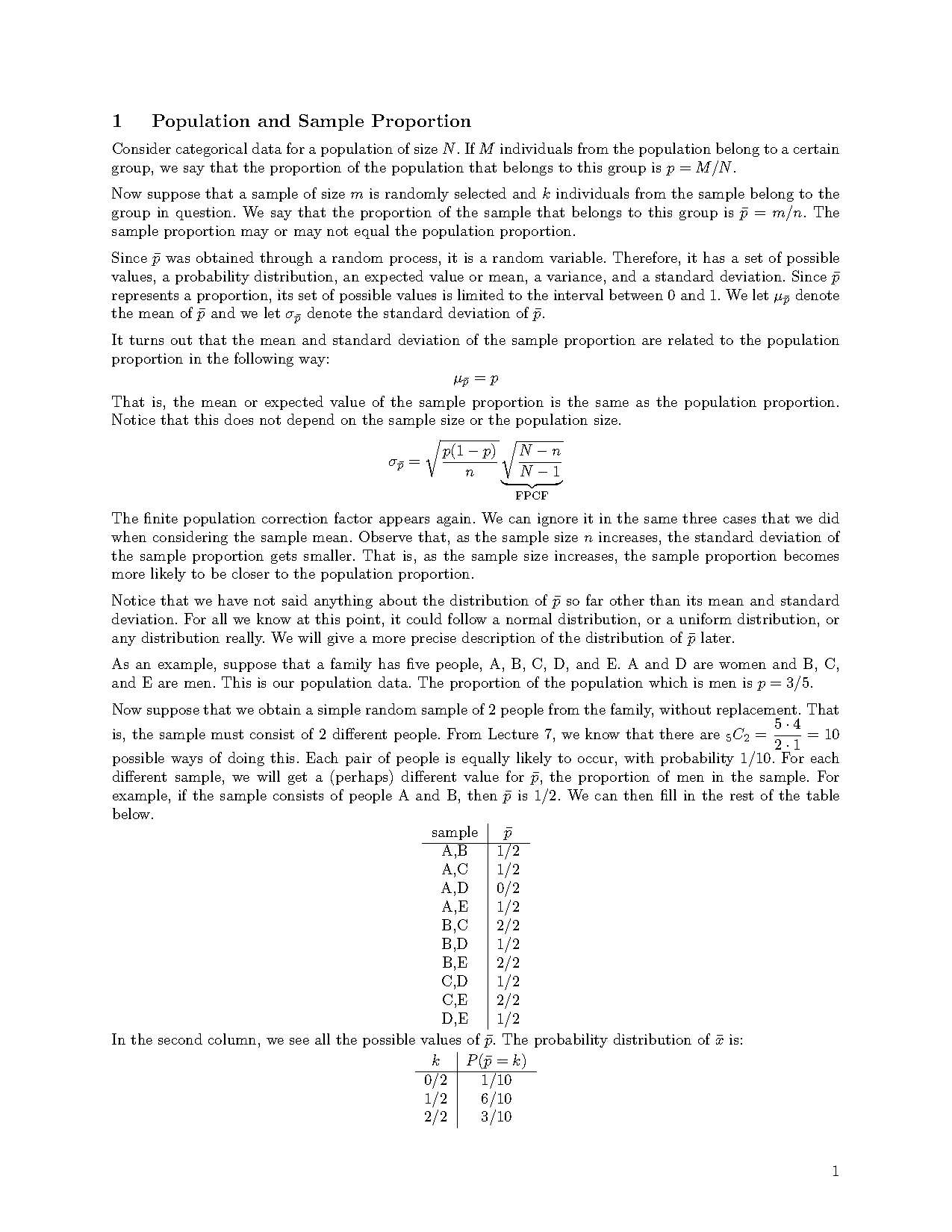 find the mean for a sample size