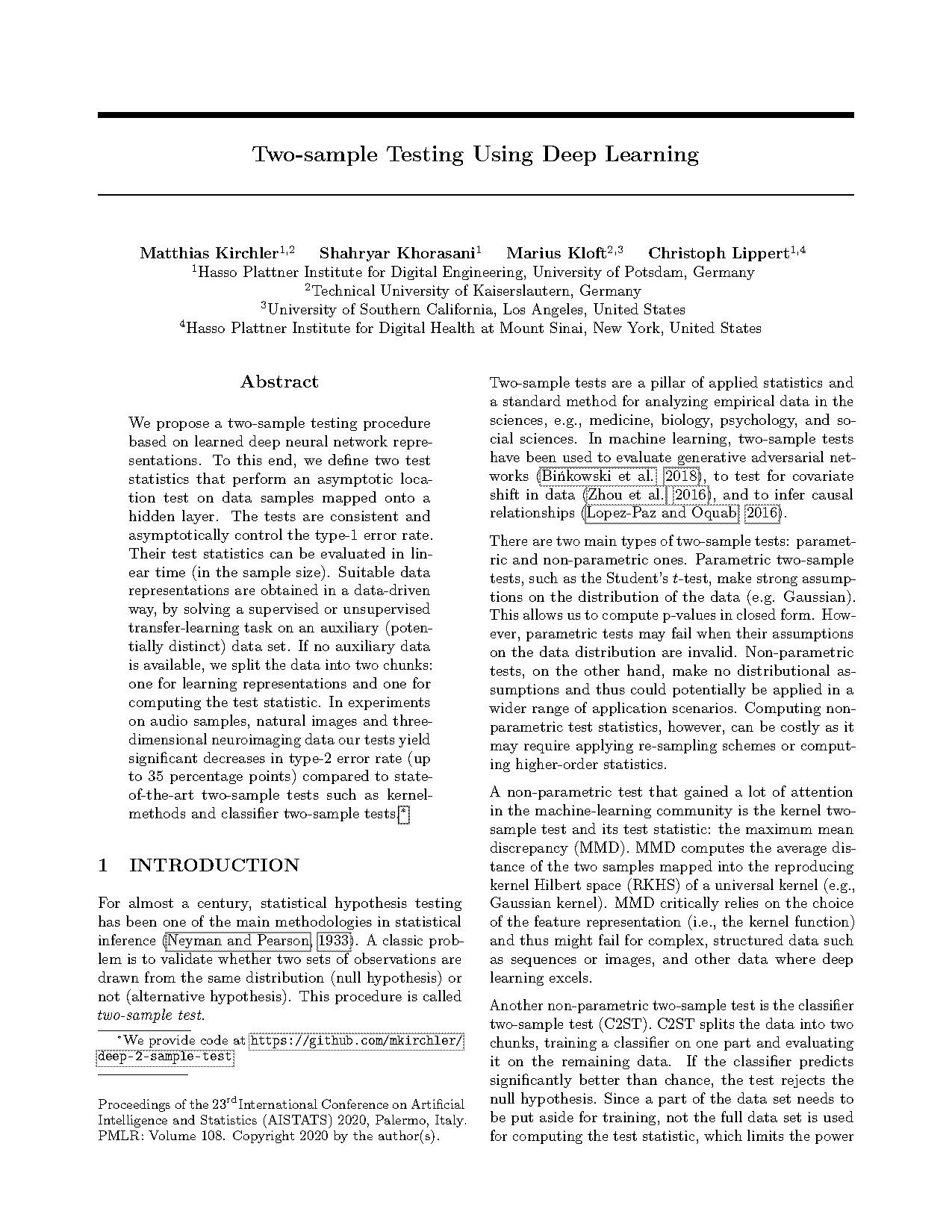 hypothesis testing with two samples