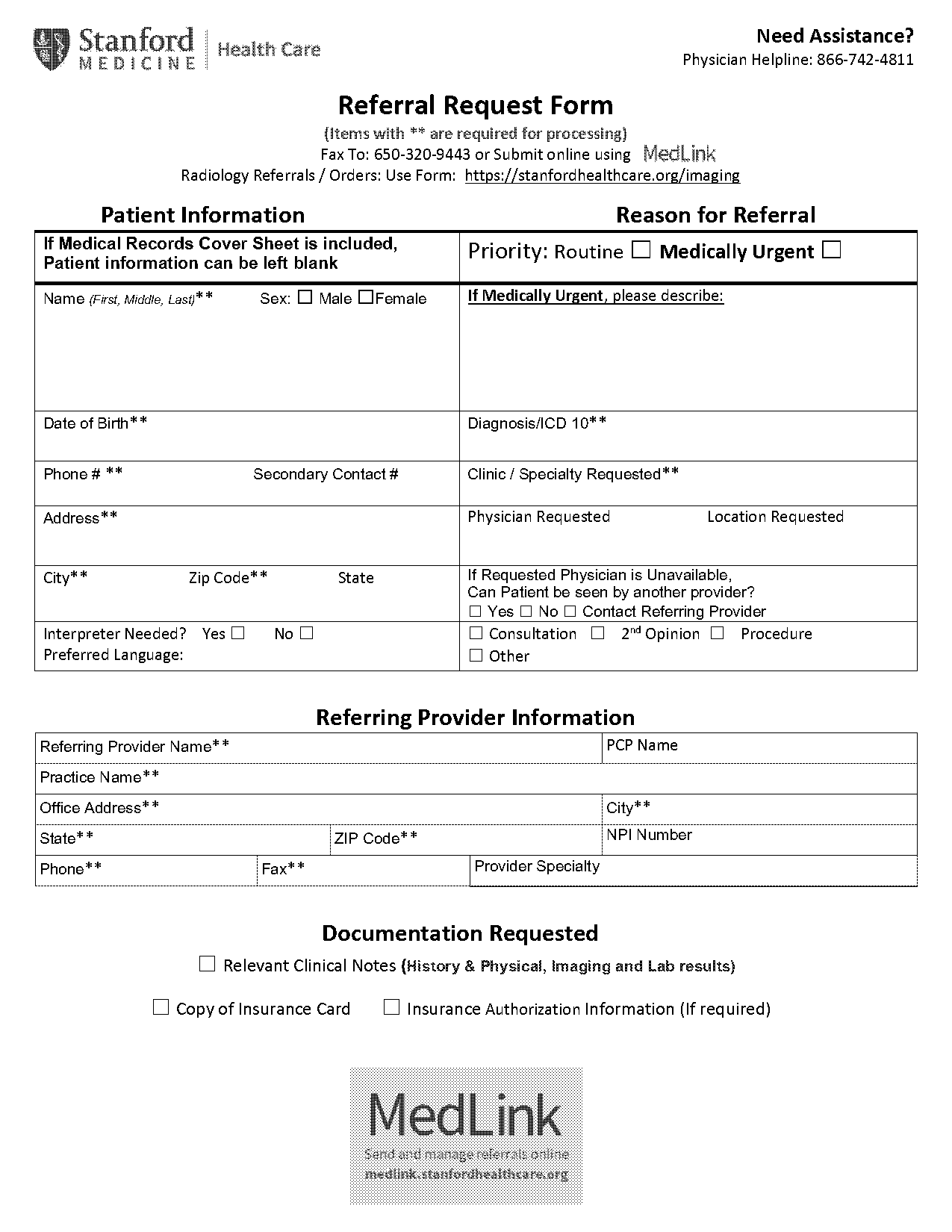 physician referral medical referral form template