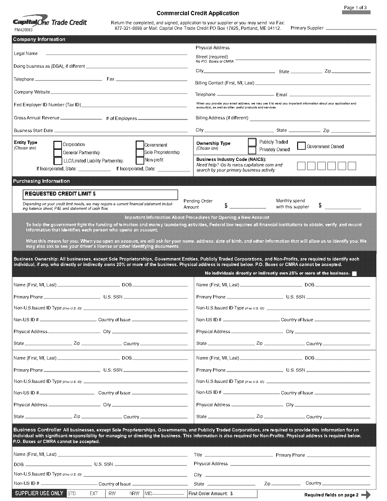 capital one corporate credit card application