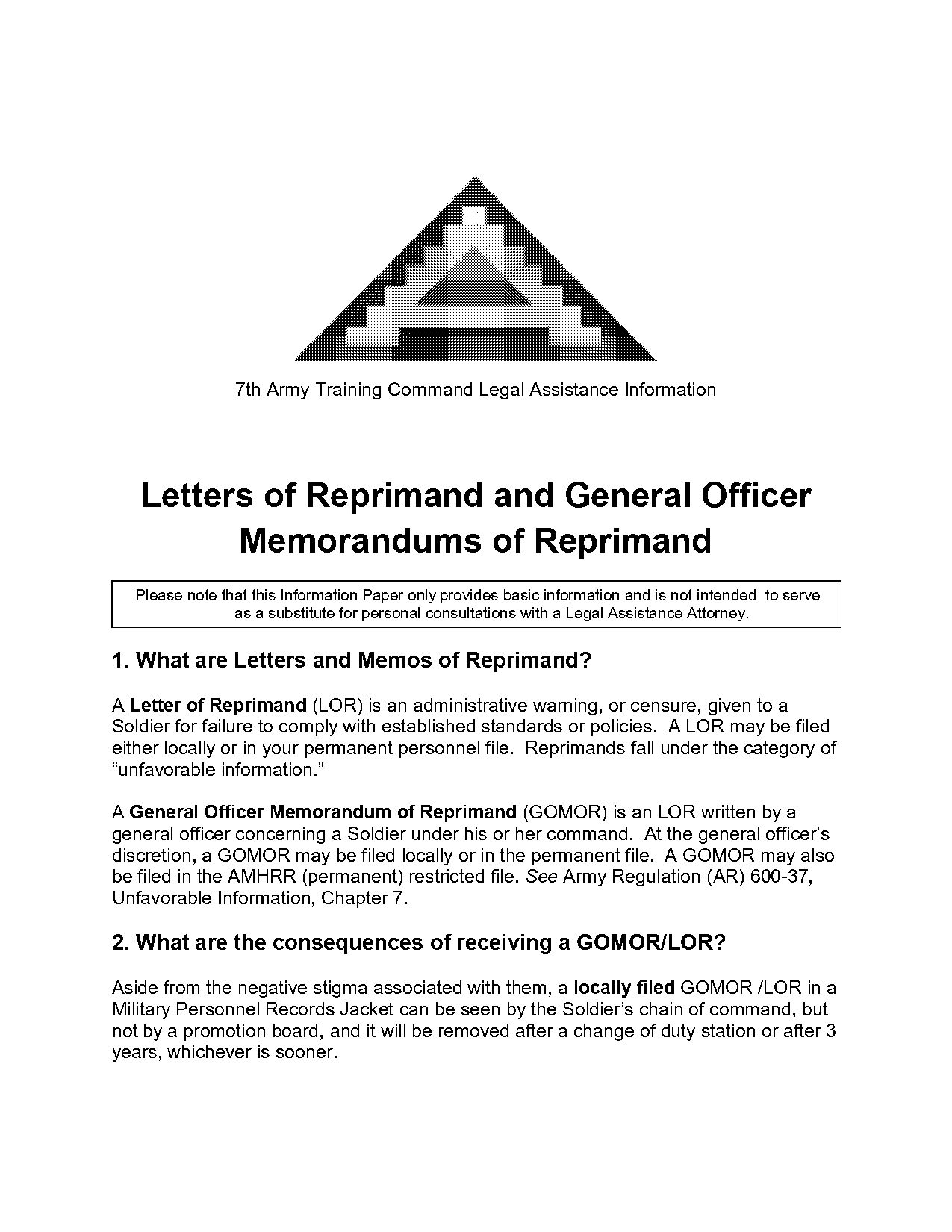 parts of army memorandum