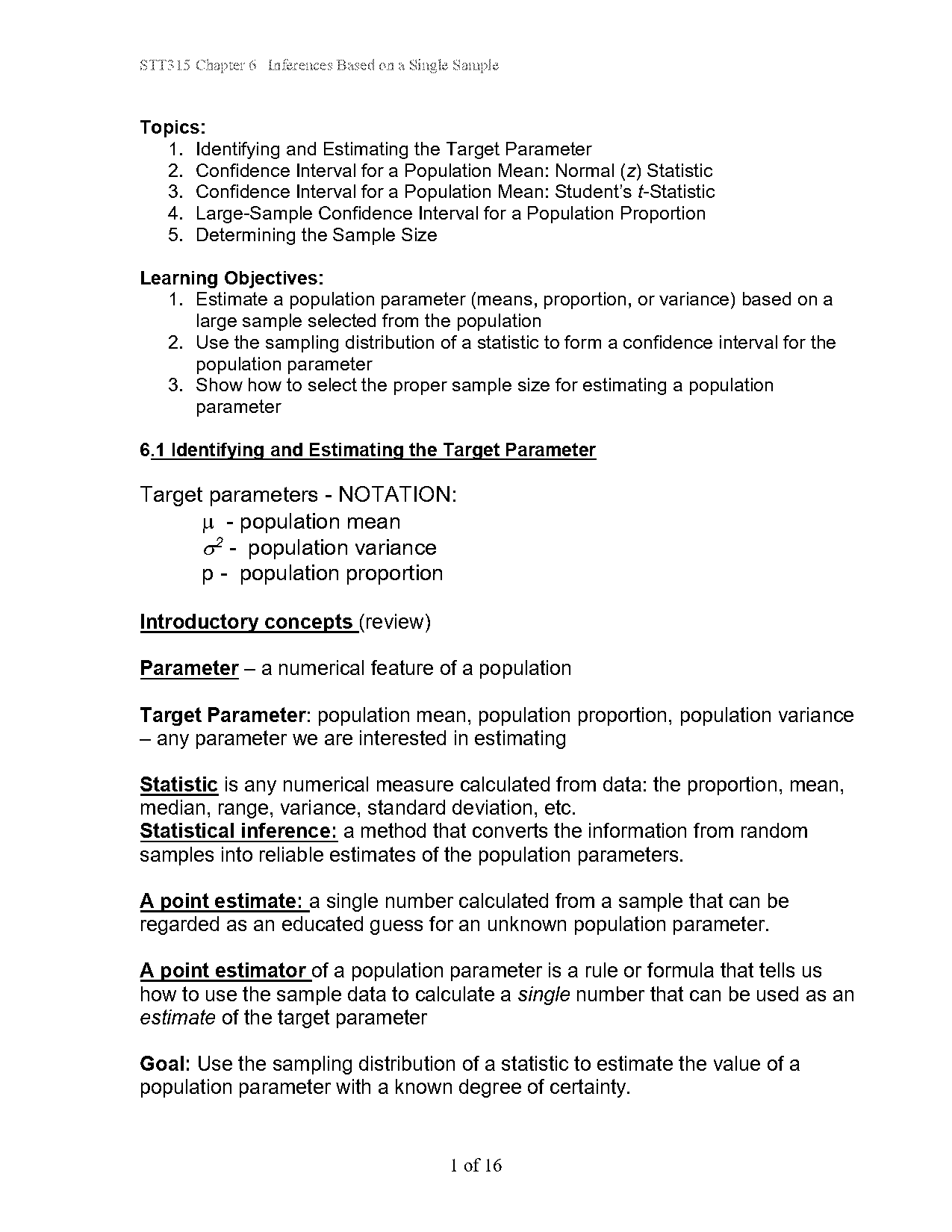 what is the notation for sample mean