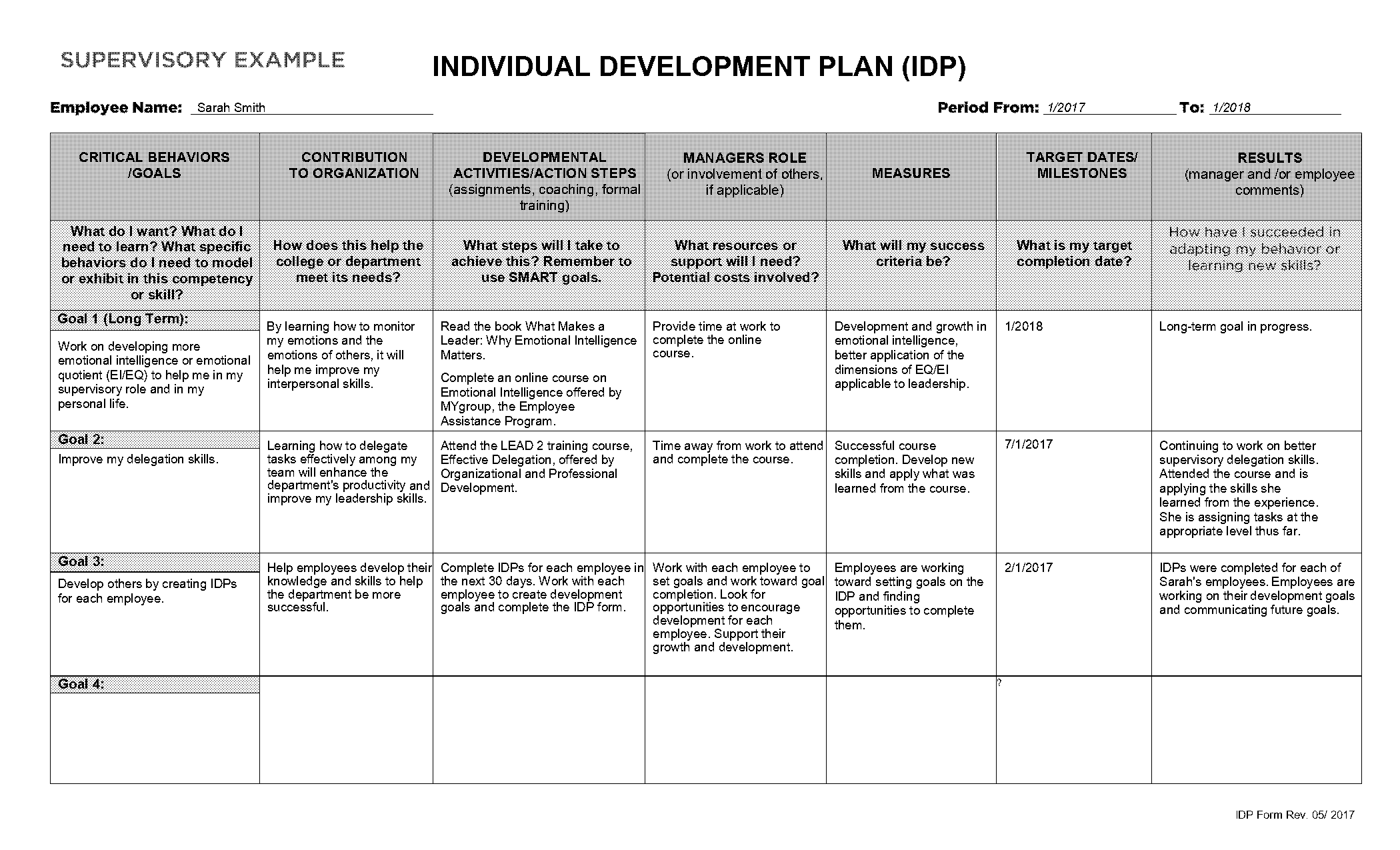 development plan examples for managers