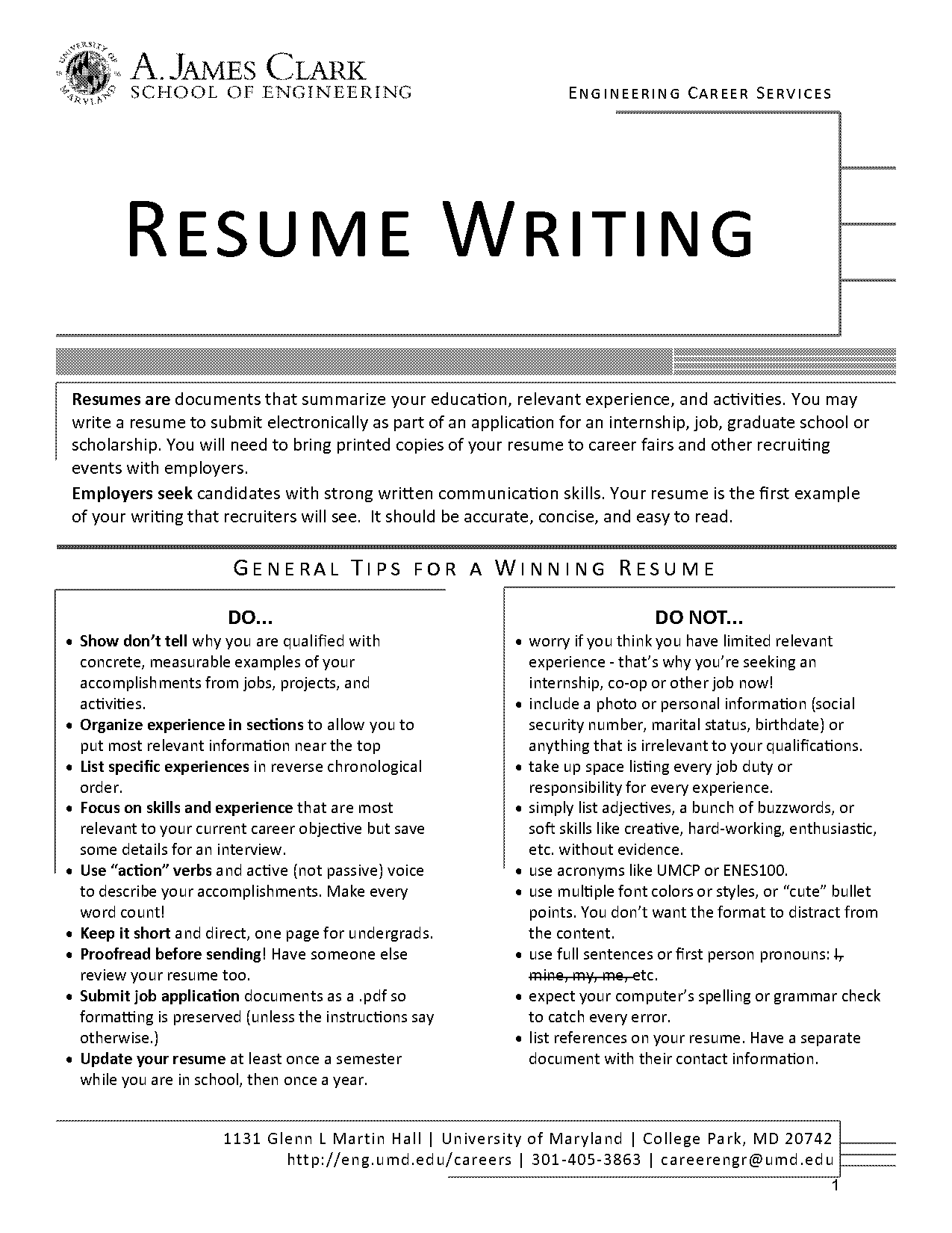 resume writing for civil engineer