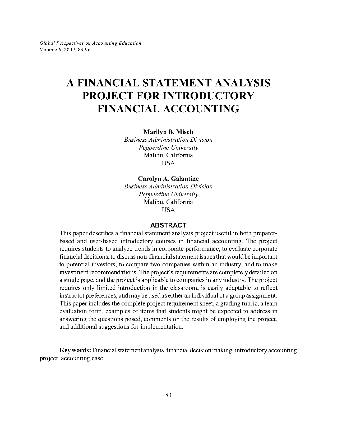 financial statement analysis report format