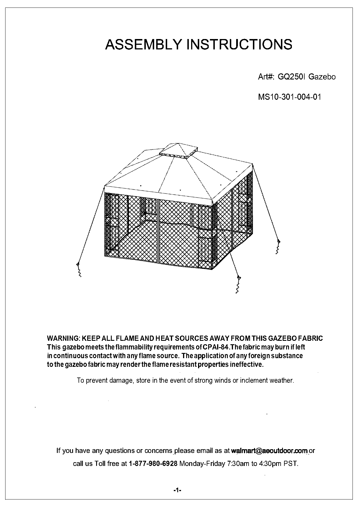 mainstays gazebo assembly instructions