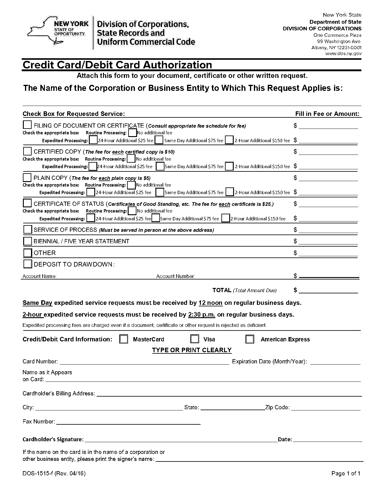 credit card form authorization template