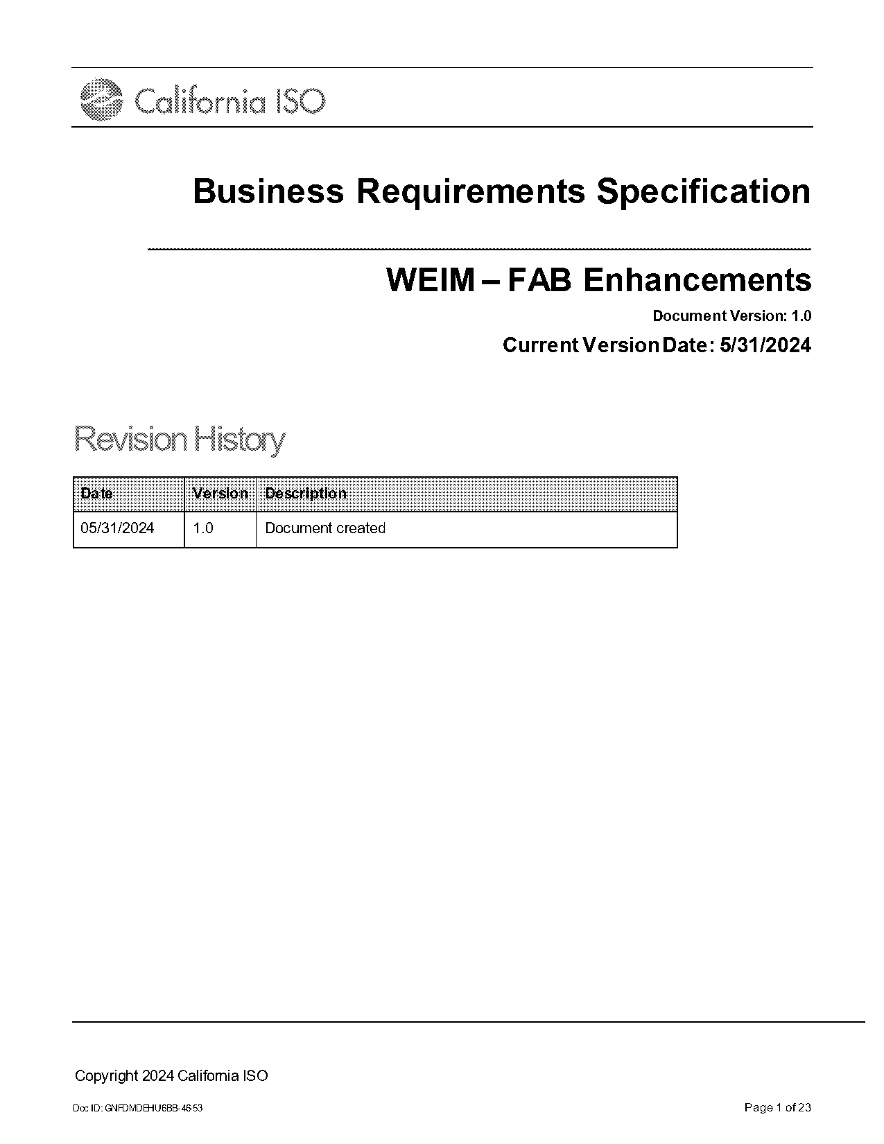 enhancement requirement document template