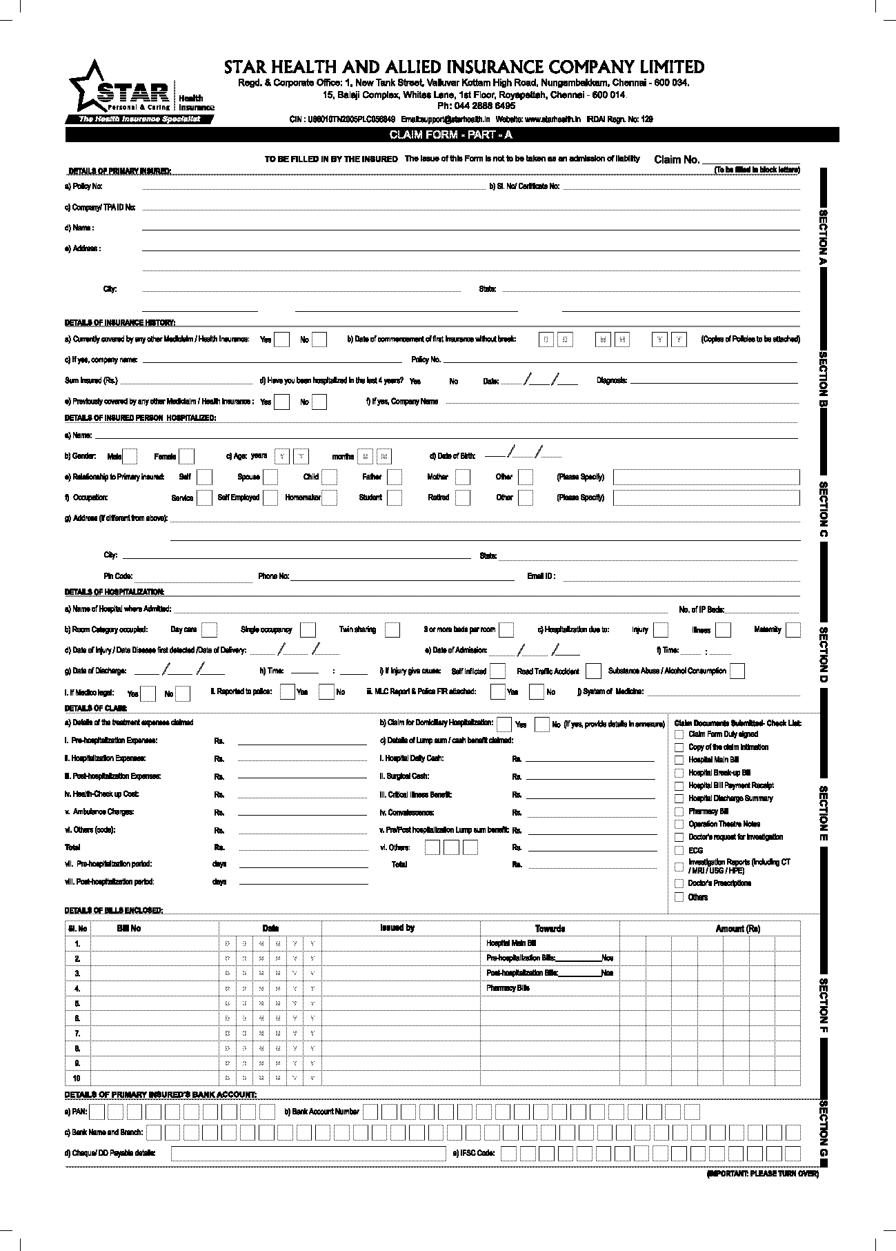 download claim form star health