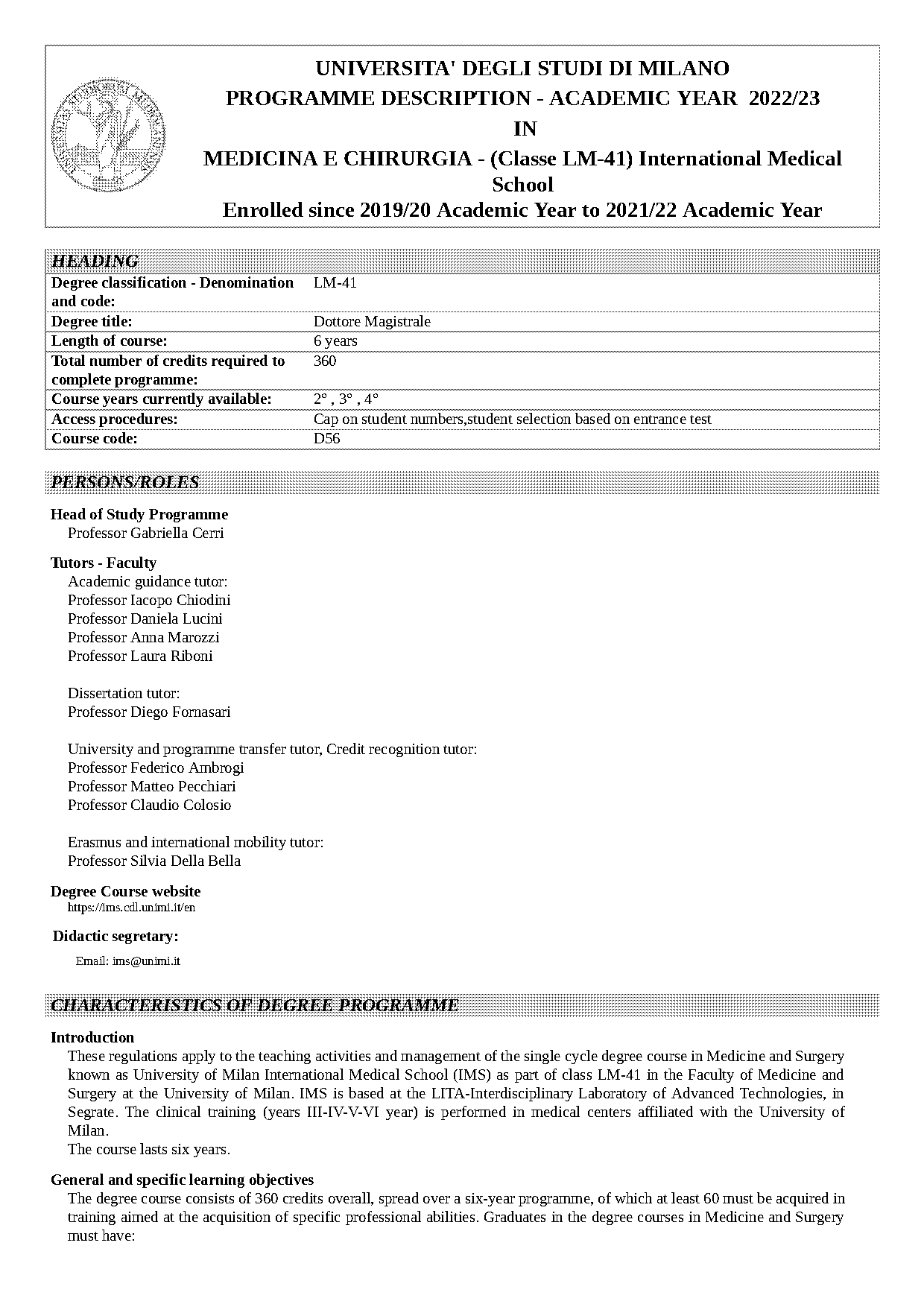 international medical school milan application