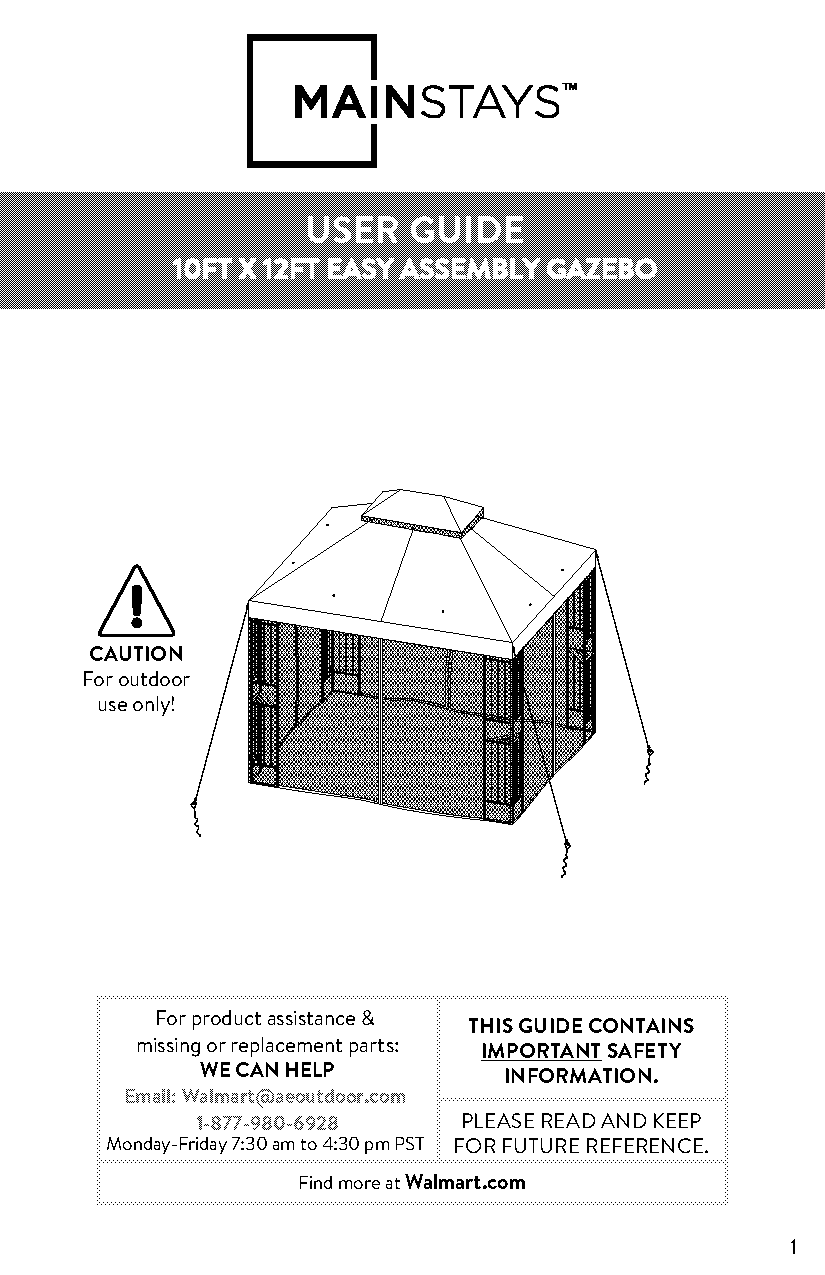 mainstays gazebo assembly instructions