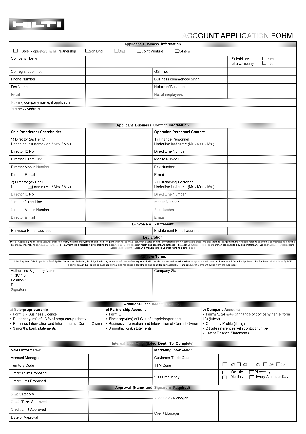 credit facility application form malaysia